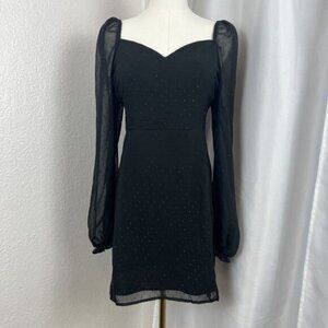 Leith Mini Dress Size Small Black Dotted Mesh Sweetheart LBD Whimsigoth Romantic